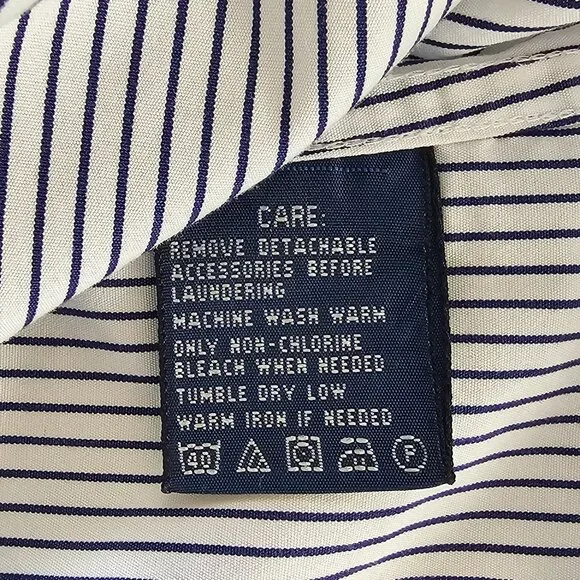 Ralph Lauren Womens Navy Blue & White Striped Button-Up Shirt Size 6 - Picture 5 of 6